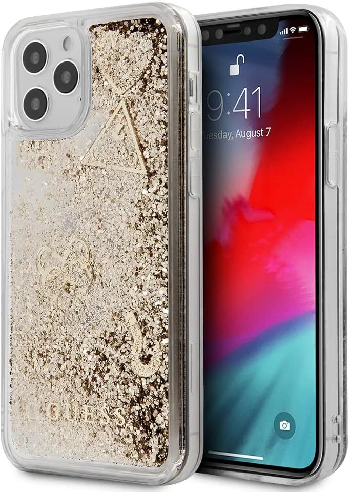 Guess - PC/TPU Liquid Glitter Hard Case Herzen Charms - Gold iPhone 12 / iPhone 12 Pro, GUHCP12MGLHFLGO - 6.1 Zoll