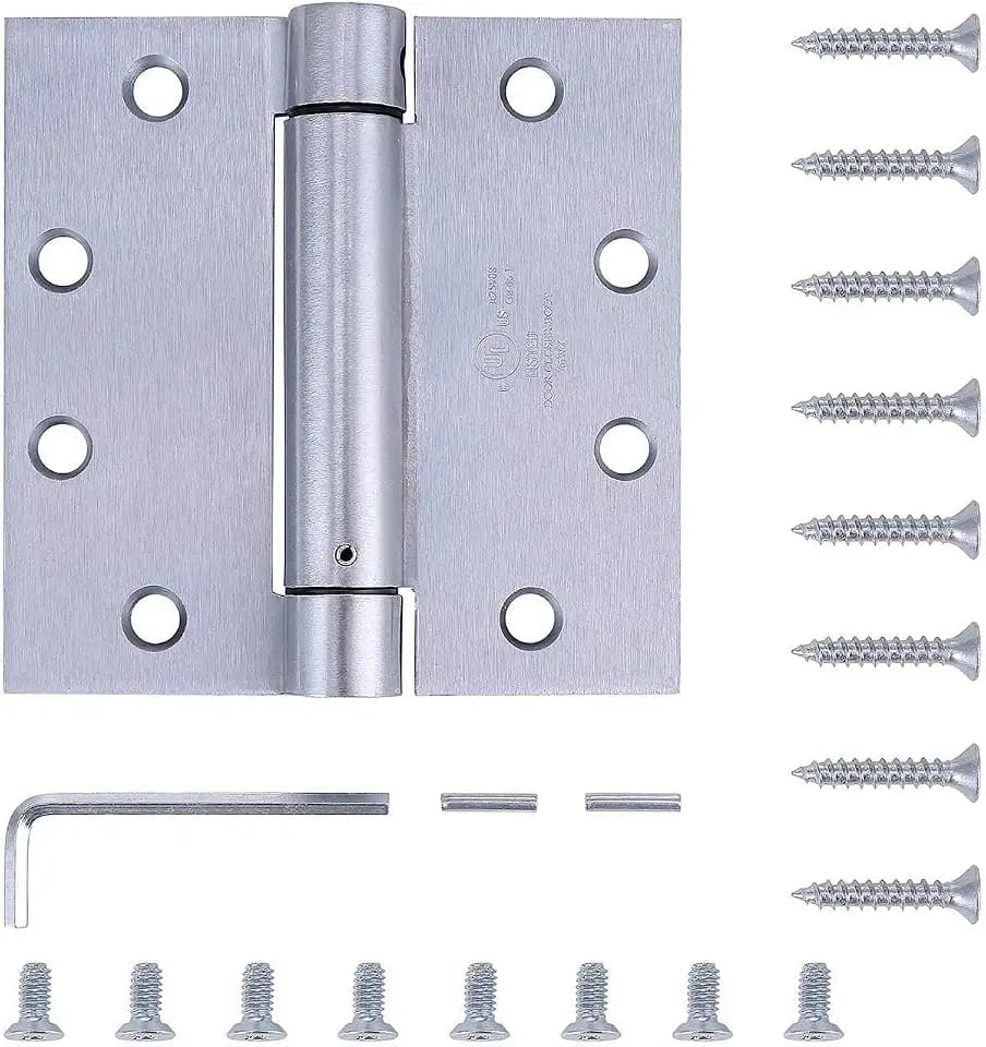 2 Pack 4.5"x4" Self Closing Spring Door Hinge - Satin Chrome