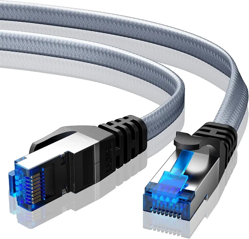 BUSOHE Cat 8 LAN Kabel 5Meter, 40Gbps Netzwerkkabel Ethernet Kabel Grau