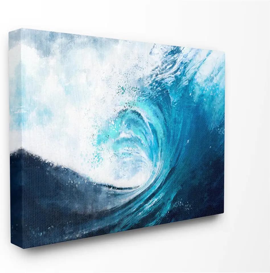 Stupell Industries 'Cresting Ocean Wave Blue Beach Painting'| Canvas Art