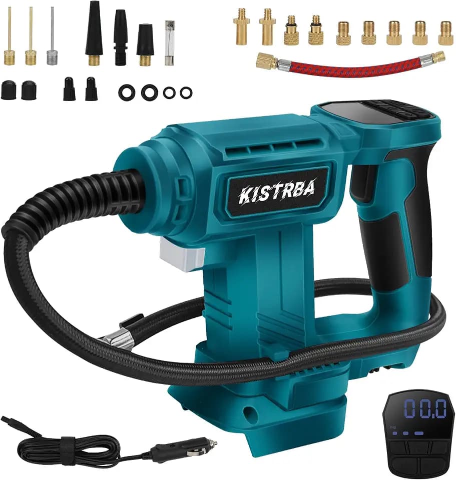 Akku Kompressor für Makita 18V Batterie (Ohne Akku), Tragbare Kabellos Handheld Luftpumpe mit Digitalem Manometer und LED-Licht, für Autos Motorräder Fahrräder Bälle