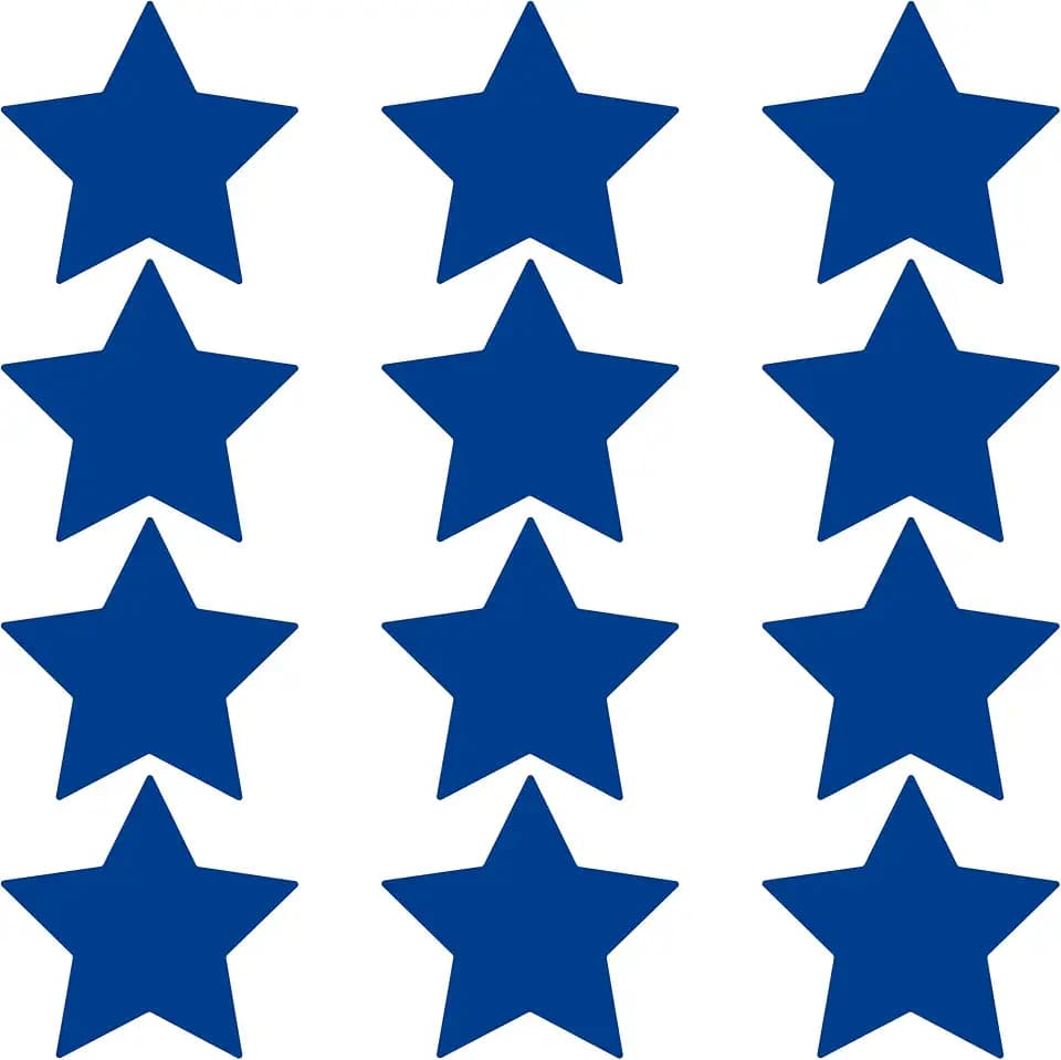 LiteMark Durable Floor Star Stickers, Gloss Vinyl, Blue, 4 in, 12 Pack