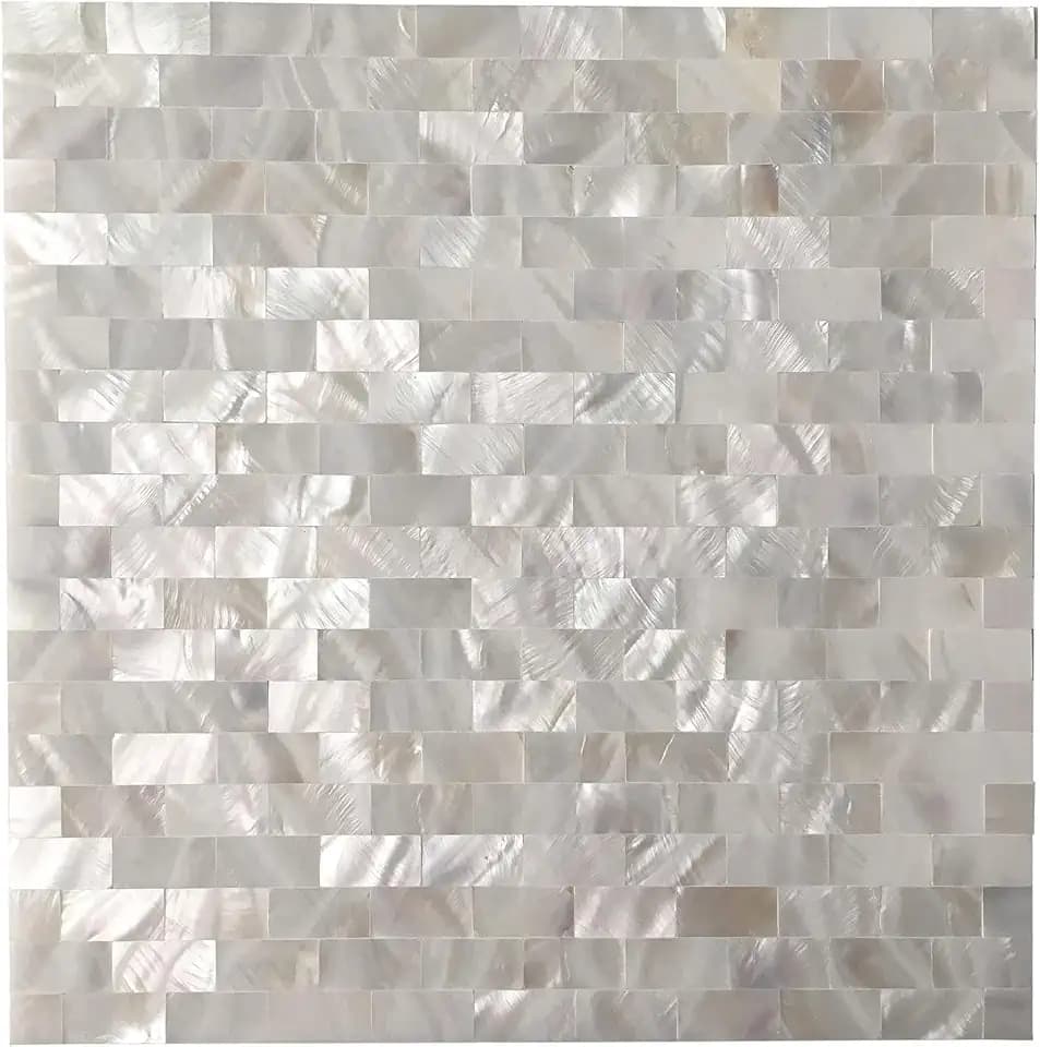 Art3d Mother of Pearl Backsplash Shell Mosaic Tile for Kitchen Shower Tub Sink Bathroom Tile 12" X 12" Pack of 6(White)