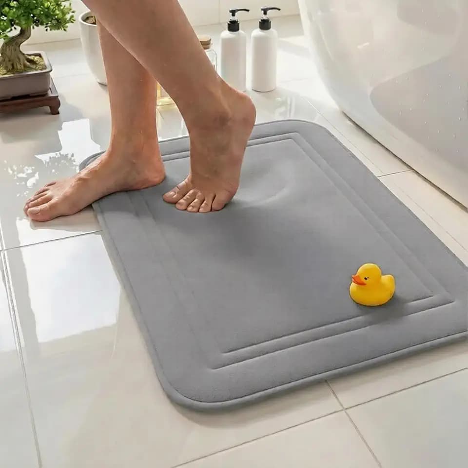 ITSOFT Memory Foam Bath Mat 59x23, Non Slip, Machine Washable, Quick Dry & Absorbent Rugs, Bath Mats for Bathroom Floor, Tub & Shower, Bathroom Rug, Gray