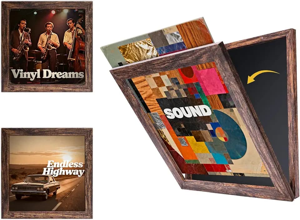 2 Pack Vinyl Record Display Frame Magnetic LP Album frame Front Opening