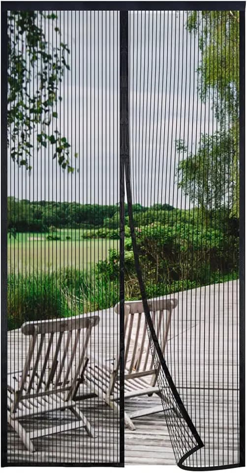 Risareyi Magnet Fliegengitter Balkontür Ohne Bohren 185x200cm, Schwarz