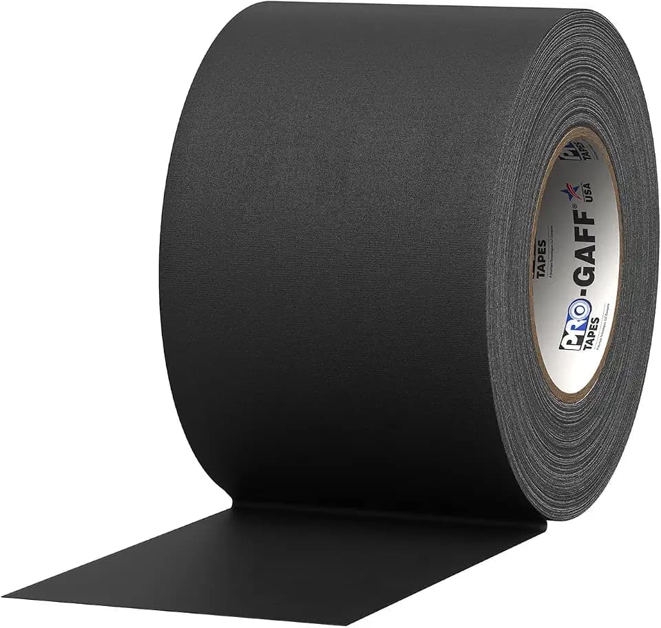 ProTapes Pro Gaff Premium Matte Cloth Gaffer's Tape with Rubber Adhesive, 11 mils Thick, 55 yds Length, 4" Width, Black (Pack of 1)