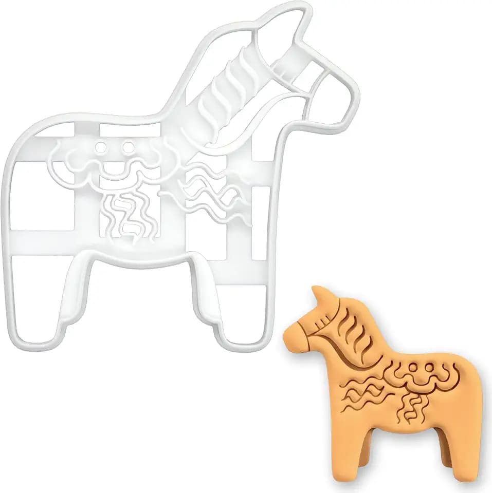 BAKERLOGY Dala Horse Cookie Cutter – Swedish Folk Art Symbol of Strength, Friendship, and Good Fortune for Nordic Christmas and Life Celebrations