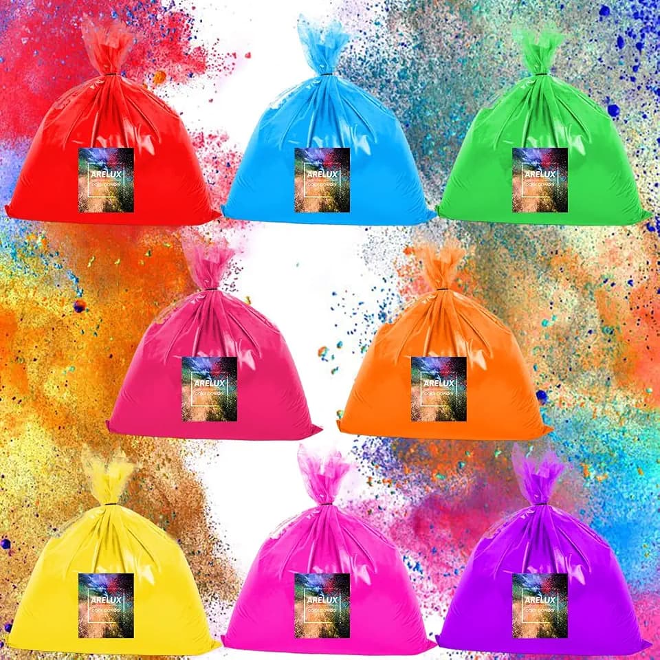 ARELUX Holi Colors Powder-40 Pounds in Bulk Color Run Powder,8 Pack of Smoke Powders 5 Pounds Each Multiple Uses for Activities,Gender Reveal,Fun Run,Chalk,Color Wars,Best Value for 100+ People