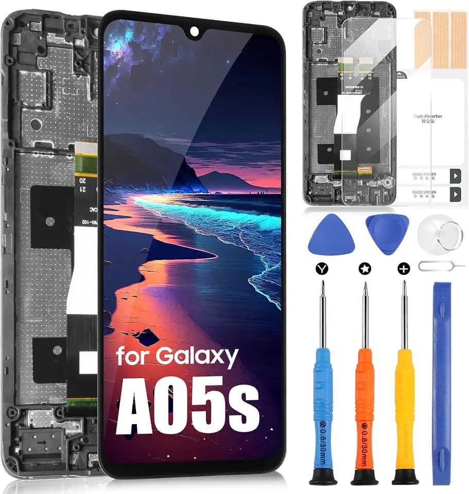 LCD Display für Samsung Galaxy A05s LCD Bildschirm für Samsung A05s SM-A057G SM-A057M SM-A057F Ersatz des Touchscreens Digitizer Assembly mit Werkzeugen (Schwarz mit Rahmen, 6,7 Zoll)