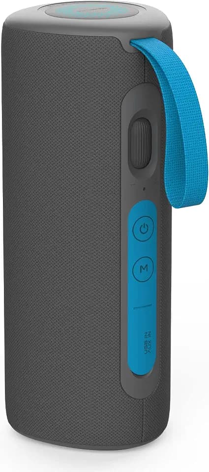Boompods Rhythm 24 Bluetooth Lautsprecher - kabelloser Party Lautsprecher mit 10 LED-Lichteffekten, IPX5 Wasserschutz, 24W Tragbare Musikbox für Badezimmer und Reisen, nur für Apple-Geräte, Blau