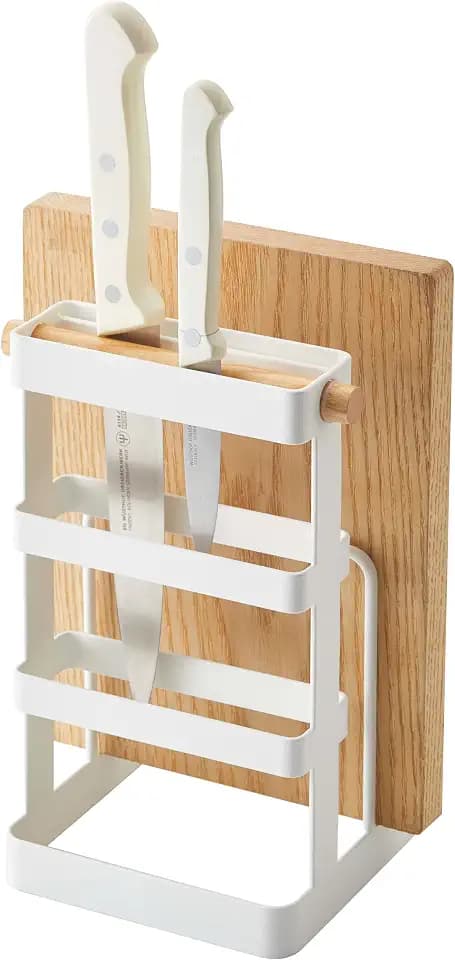 YAMAZAKI home 2421 Cutting Board & Knife Stand-Kitchen Counter Storage Organizer, One Size, White