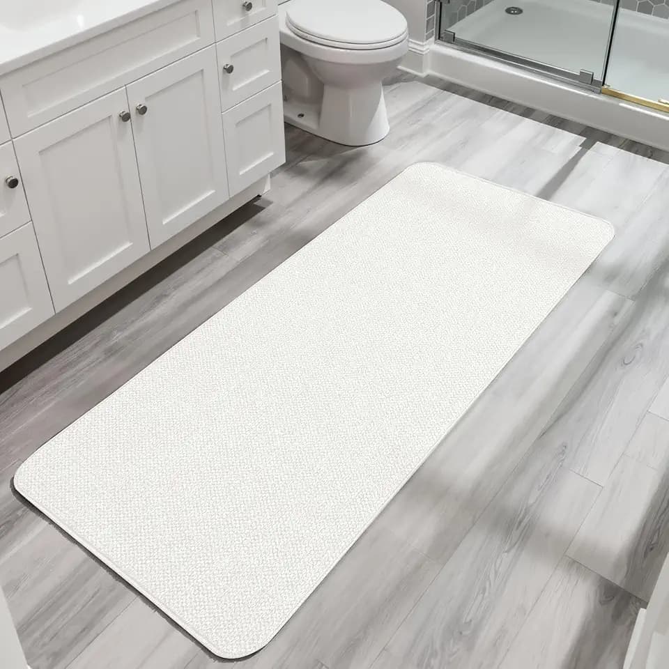Bosap Bath Mat,Ultra Thin Bathroom Runner Rugs,Large Bath Mats for Bathroom,Quick Dry,Non-Slip,Machine Washable,Low Pile,Bath Rug,Shower Outside,Sink,Home Decor Accessories.Cream,2'x5'(24x60inch)