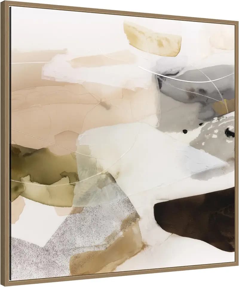 Kate and Laurel Framed Canvas Wall Art Print Golden Terrain by Amy Lighthall, 30 x 30 Sylvie Dark Gold Frame, Modern Contemporary, Abstract Art for Wall Decor