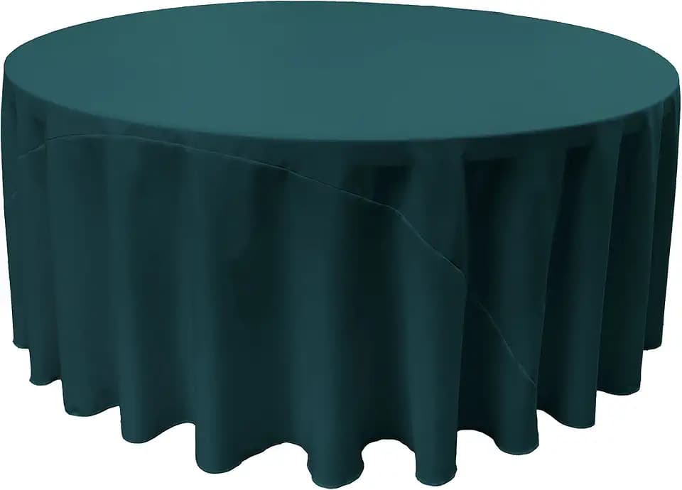 LA Linen Polyester Poplin Round Tablecloth, 132-Inch, Dark Teal