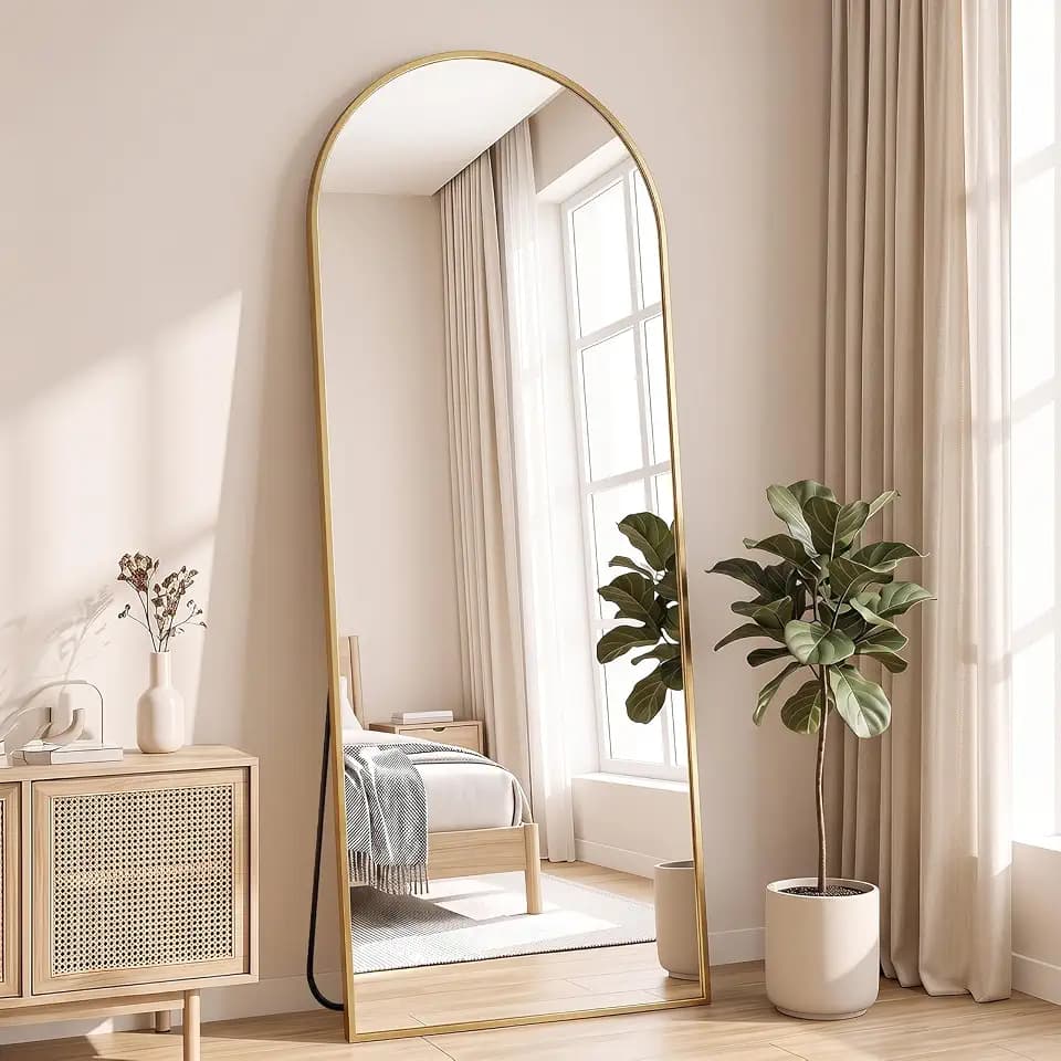 NEWBULIG Arched Full Length Floor Mirror 16"x59", Body Standing Mirror