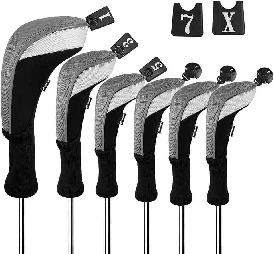 Andux 6pcs/Set Golf Club Head Covers Woods Hybrid Long Neck