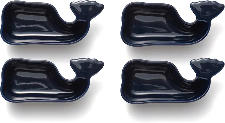 Ceramic Whale Condiment Cup, Blue, Set of 2