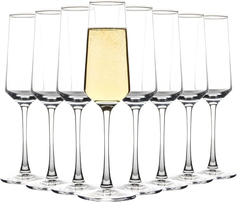 Champagne Glasses Set of 8, 7.5 oz Modern Sparkling Wine Glasses