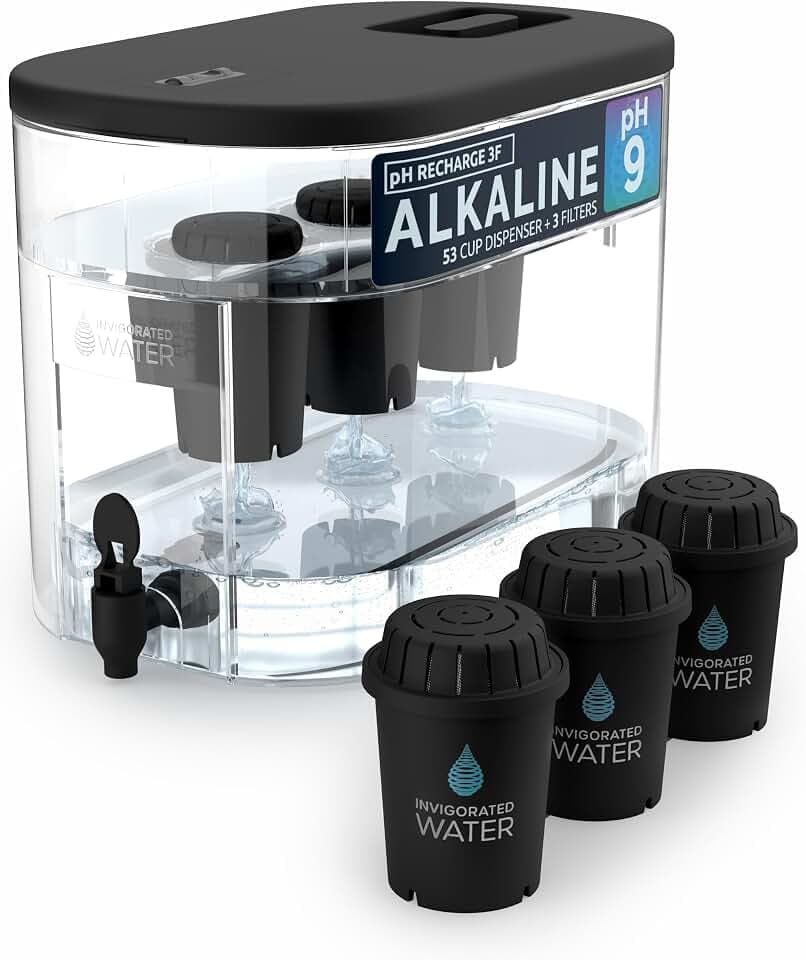 Invigorated Water Alkaline Water Filter Dispenser, 53-Cup Large Capacity