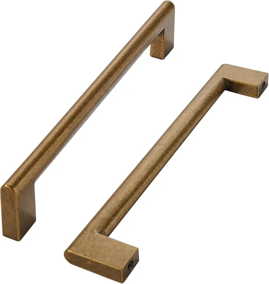 khtumeware 5 Inch Hole Center 2 Pack,Vintage Solid Antique Brass Cabinet Pulls Heavy Duty Kitchen Drawer Handle Antique Cabinet Hardware for Bathroom, Drawer, Cabinet