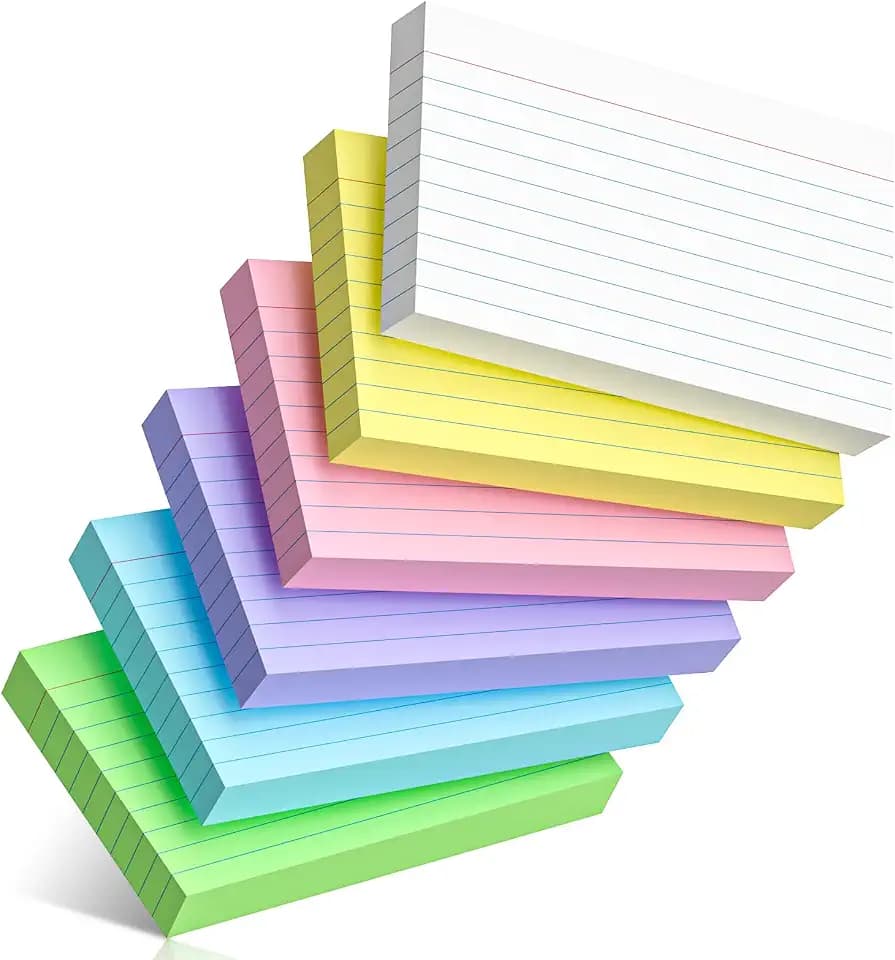 300 Count Colored Index Cards 3 x 5 Inch Ruled Index Cards, Flash Cards College Ruled for Office School Supplies and Home Organization, Durable Study To Do List Note Cards with Ruled Lines