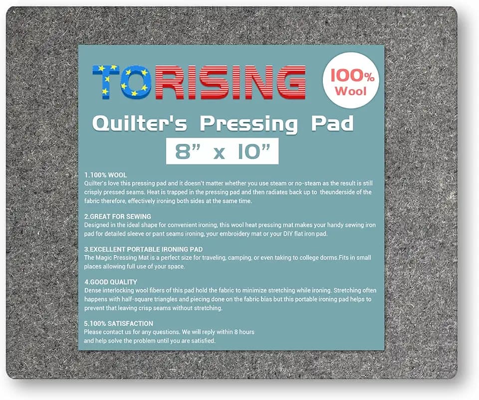 Wool Pressing Mat for Quilting - 8”x10”x0.6” 100% Wool Quilter’s Pressing Ironing Pad