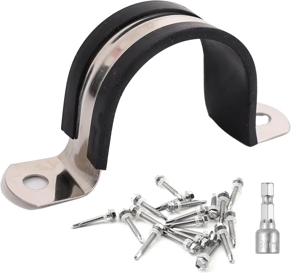 2.35 IN 304 Stainless & Rubber Cushioned Pipe Clamps(SCH 2 in (60 MM) - 24 Pack)