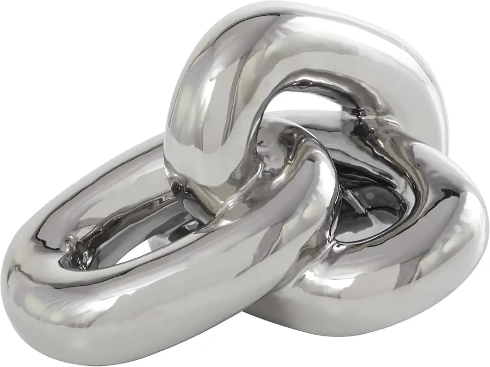 deco 79 Ceramic Chain Sculpture, Sculpture 11" x 7" x 6", Silver
