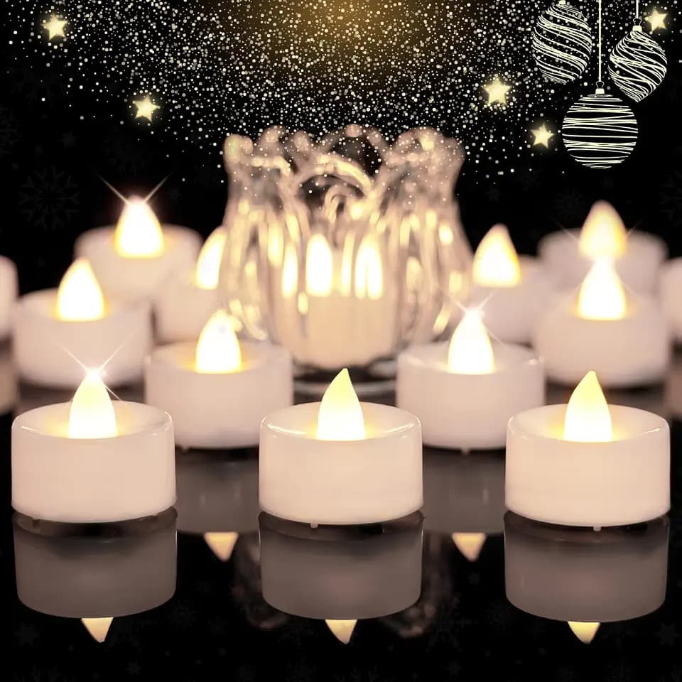 BEICHI 24Pack Battery Operated Tea Lights with Timer, 6H Timer Built-in
