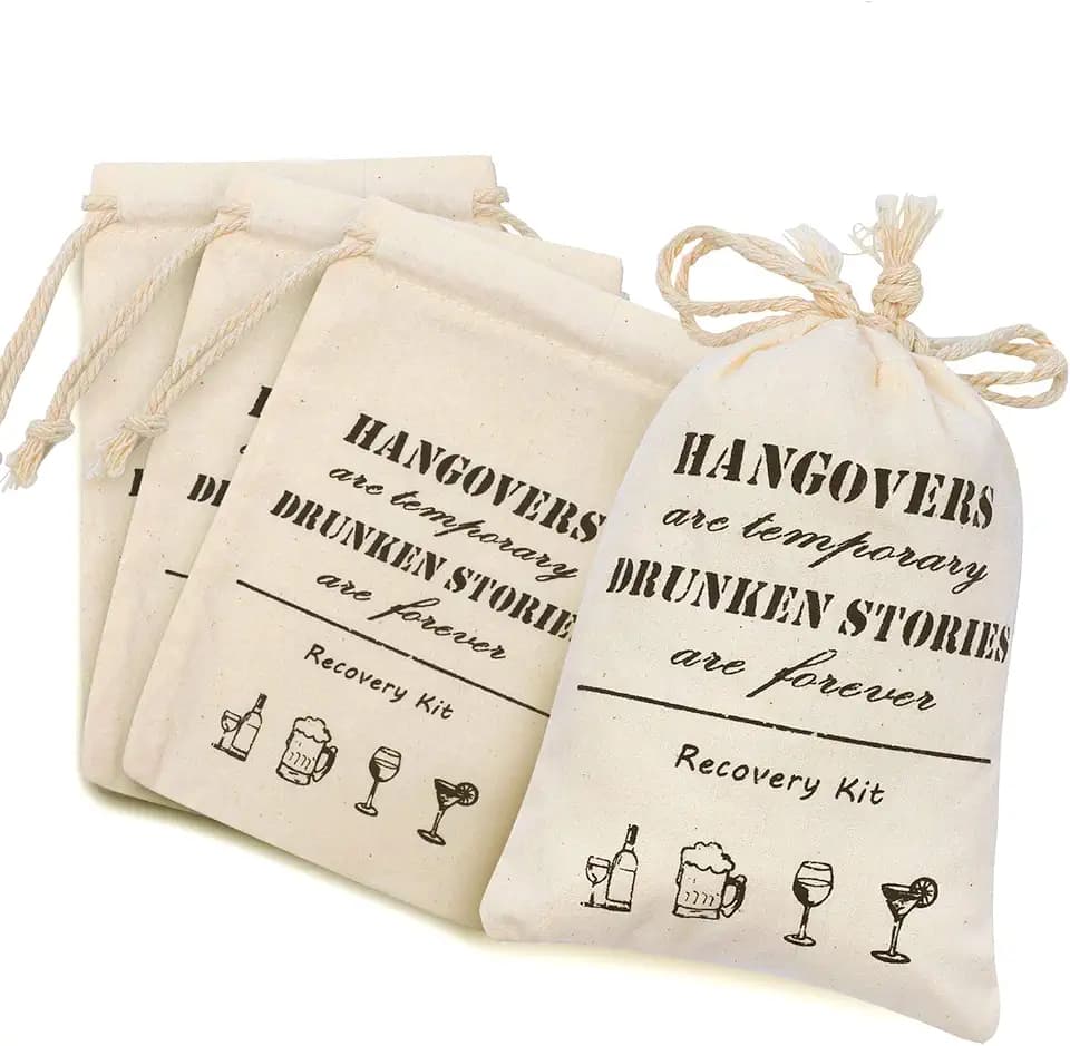 Whaline 20Pcs Bachelorette Party Drawstring Bags Cotton Recovery Kit Bags Muslin Tote Bag for Bridal Party Wedding Gift Decoration Bachelorette Parties (4x6 inch)