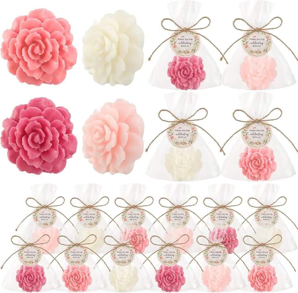 Demissle 20 Sets Rose Flower Soaps Wedding Bridal Shower Favors, Dark Pink