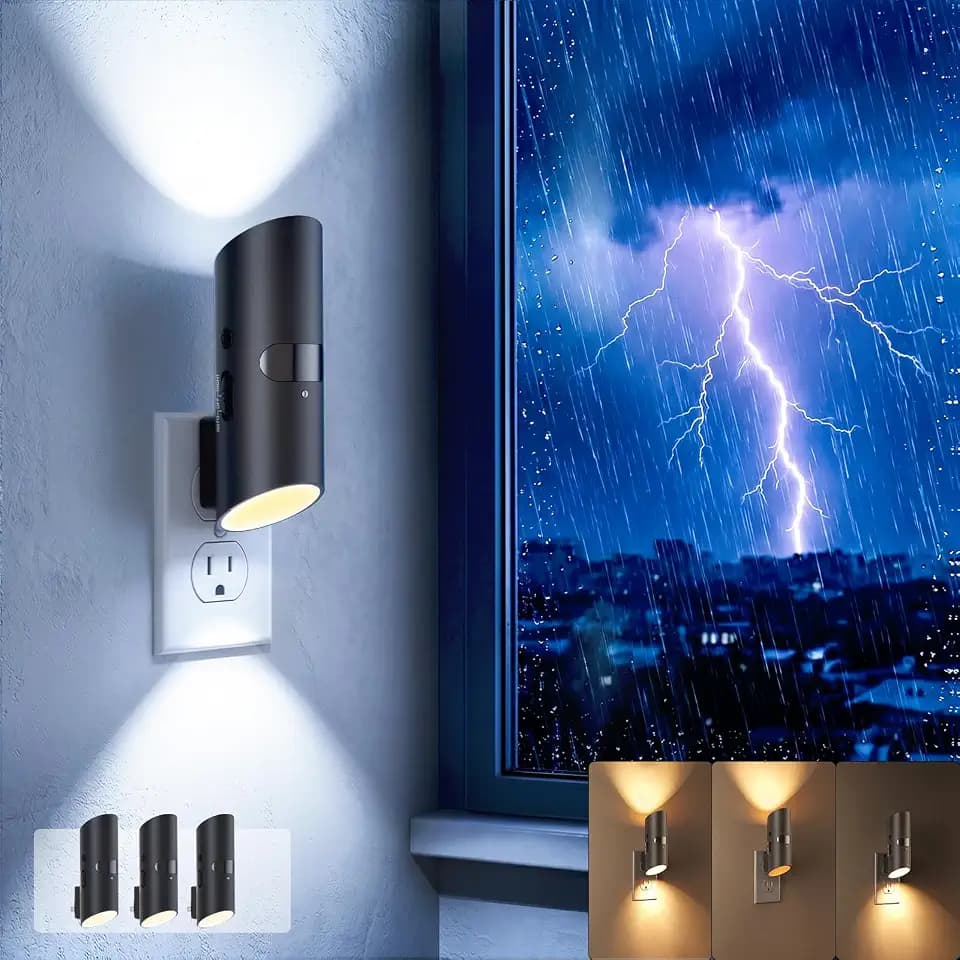 Dawnrise Plug in Night Lights with Power Failure, Multifunctional, 3 Pack