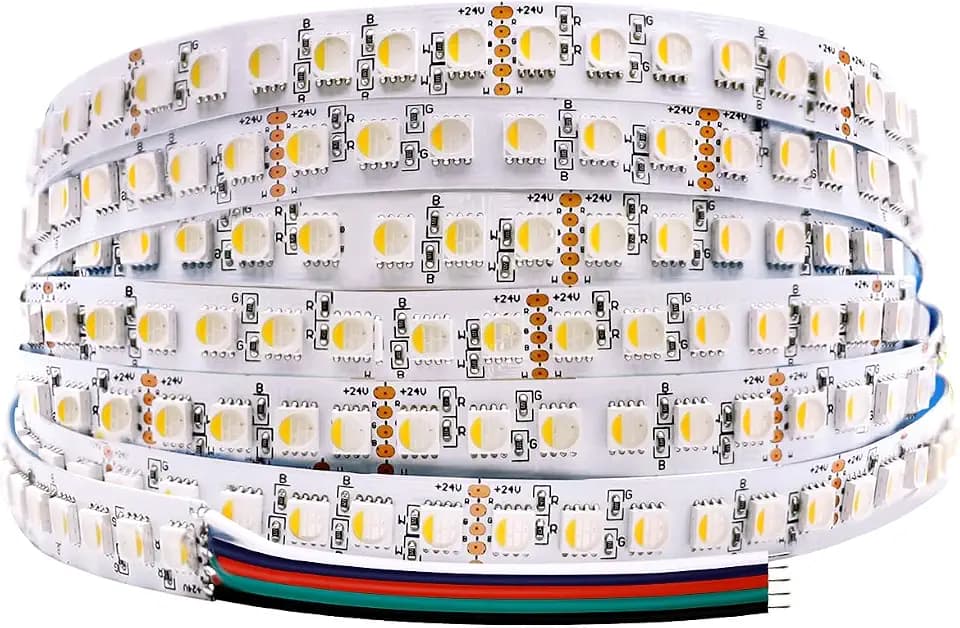 24V High Density RGBW LED Strip Lights 120LEDs/m, 5m/16.4ft Brightest CRI 90+ 6000K White RGB Cuttable Bendable Flex LED Ribbon Lights Color-Changing 12mm Width (RGB+6000K, IP20 White PCB)