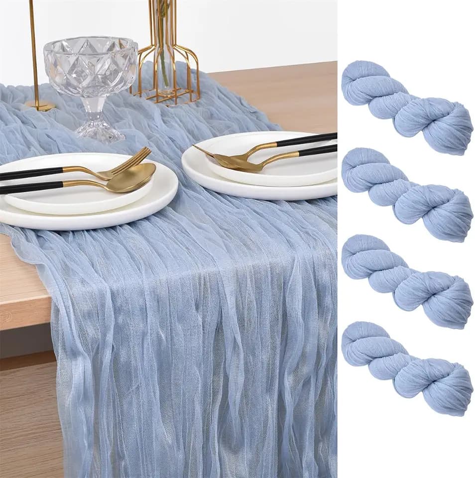 Blue Cheesecloth Table Runner Fall Wedding Birthday Party Home Decor 4 Pack