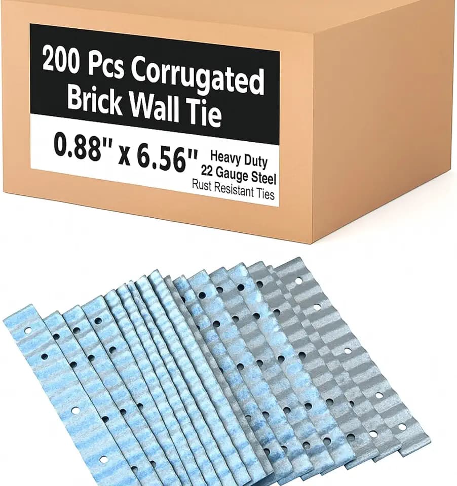 LEIFIDE 200 Pcs Corrugated Brick Wall Ties 0.88"x6.56" Steel Wood Frame