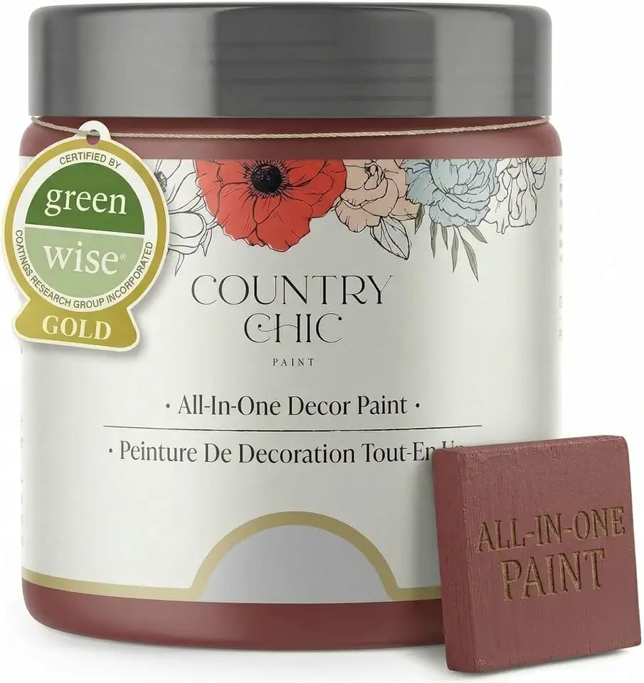 Country Chic All-in-One Chalk Paint for Furniture, Cabinets, Home Decor, Eco-Friendly, Matte Finish, Built-In Primer & Top Coat for Wood, Metal - Cranberry Sauce (red) - 4 oz (118 ml)