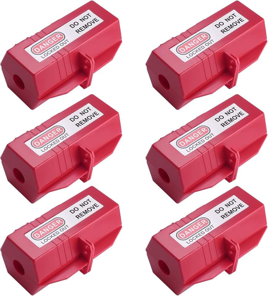 Lockout Tagout Plug Lock, 220 Volt Plug Locks for Electrical Plugs, 6 5/8" x 3" Medium Plug Lockout, 6 Pack