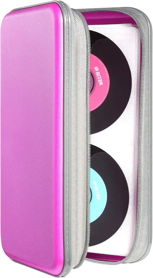 UENTIP CD Case,96 Capacity Hard Plastic DVD Case Holder for Car Home Travel