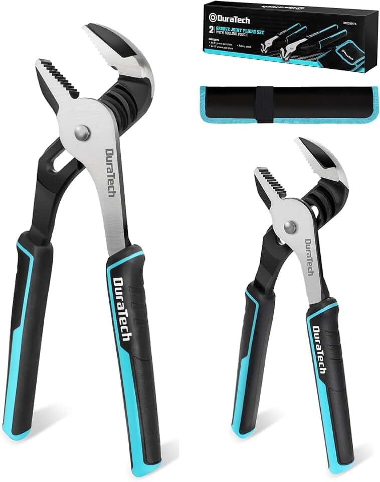 DURATECH 2PCS Groove Joint Pliers with Pouch, 18" & 10" Water Pump Pliers