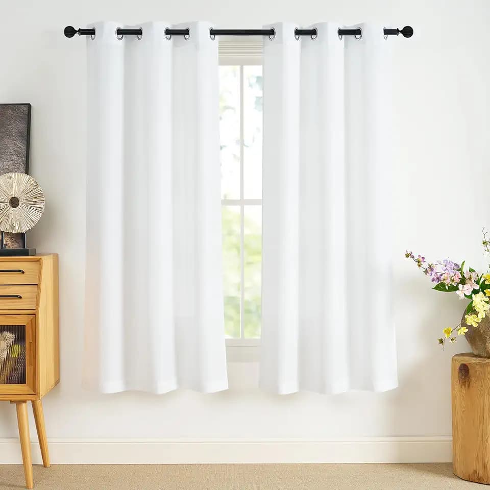 NICETOWN White Sheer Curtains 63 inches Long Privacy Non See Through Drape