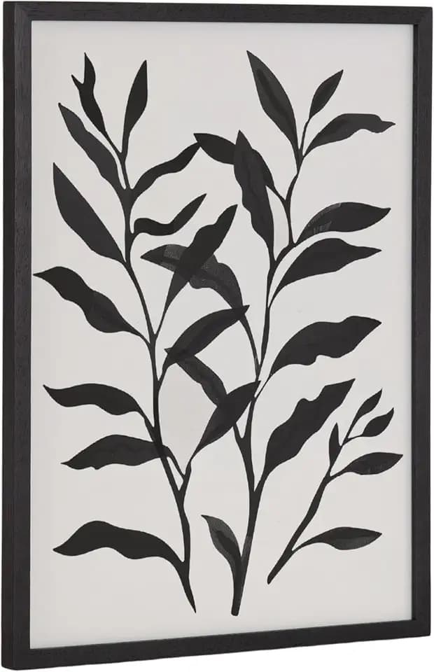 Kate and Laurel Modern Botanical Matisse Inspired Silhouette Framed Wall Art by The Creative Bunch Studio, 12x16 Black, Black and White Floral Art for Wall