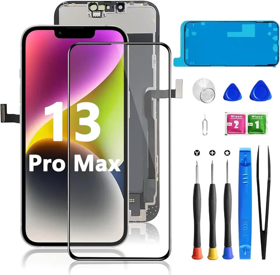 Bsz4uov for iPhone 13 Pro Max Screen Replacement 6.7 Inch, 3D Touch LCD Screen Digitizer for A2484, A2641, A2644, A2645, A2643 with Repair Tools Kit+Screen Protector+Waterproof Frame Adhesive