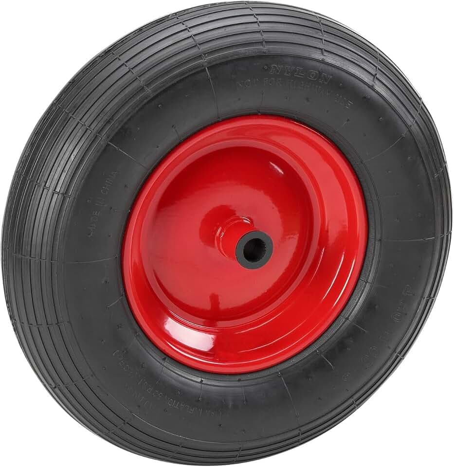 Metafranc Pannensicheres Rad Ø 400 mm - Stahl-Felge - Typ 4.80 / 4.00 - 8 - 100 kg Tragkraft - Rollenlager / Vollgummi-Rad für Schubkarren / Komplettrad mit Felge / Schubkarrenrad / Ersatzrad / 810800