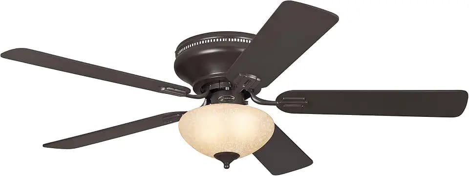 Westinghouse Lighting cm Deckenventilator Everett mit Einzelleuchte und fünf Flügeln, Ausführung in Espresso mit Lampenschirm aus Scavoglas, 7215440, Braun