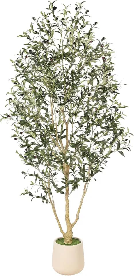 FEELEAD Faux Olive Tree 7ft with Planter for Living Room Home Indoor Decor