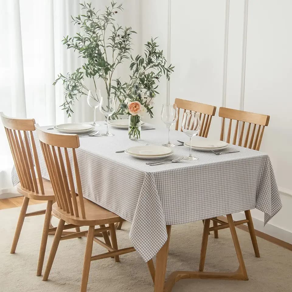 maxmill Checkered Tablecloth Stain Resistant Waterproof and Wrinkle Resistant Washable Heavy Weight Table Cloth Gingham for Dining Room and Outdoor Use, Rectangle 60 x 120 Inch Grey White