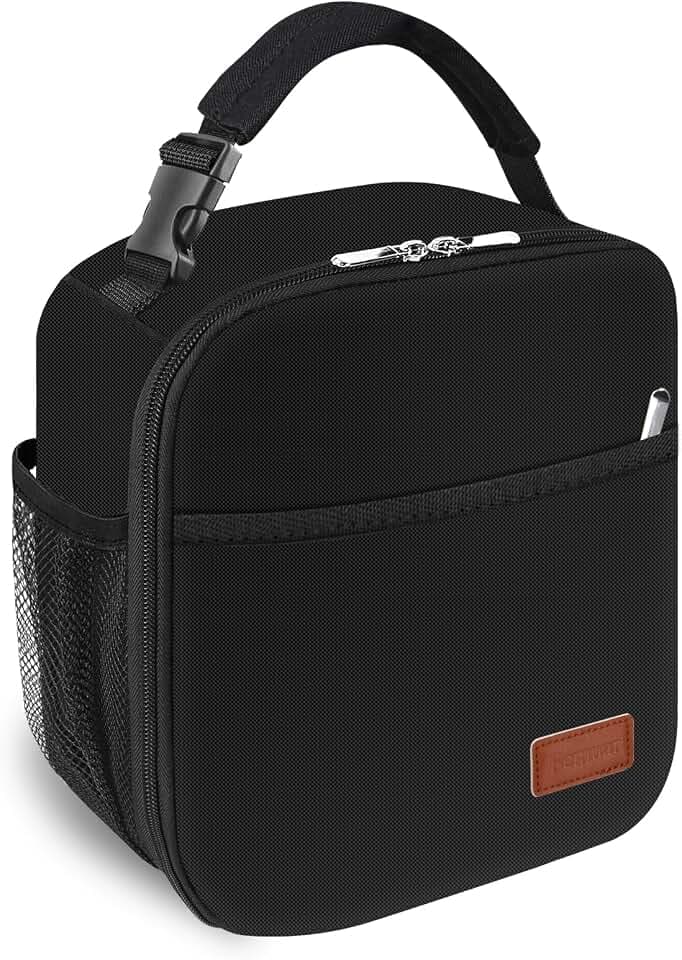 Femuar Lunch Box for Men Women Adults, Small Lunchbox for Work Picnic - Reusable Lunch bag Portable Lunch tote, Black