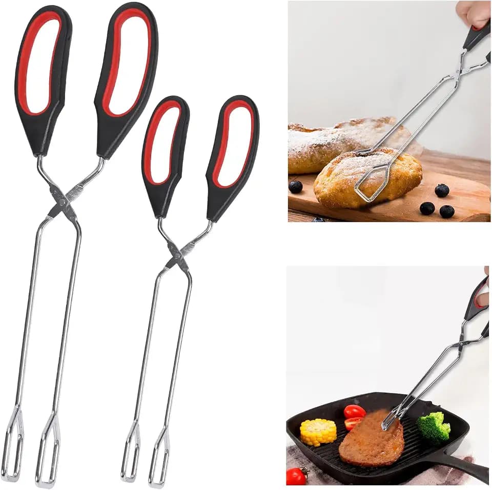 Tongs for Cooking, Set of 2 Heat Resistant Kitchen Scissor Tongs
