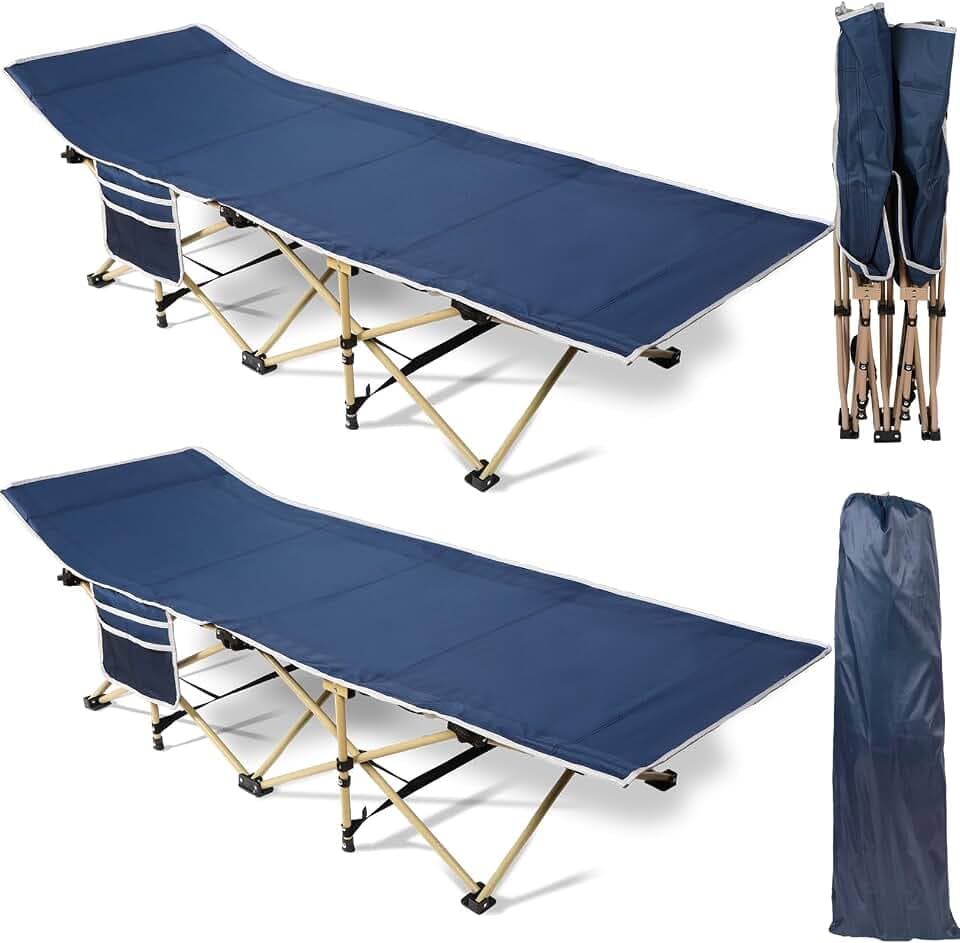Wenqik 2 Pack 450lbs Max Load Camping Cot for Adults with Carry Bag